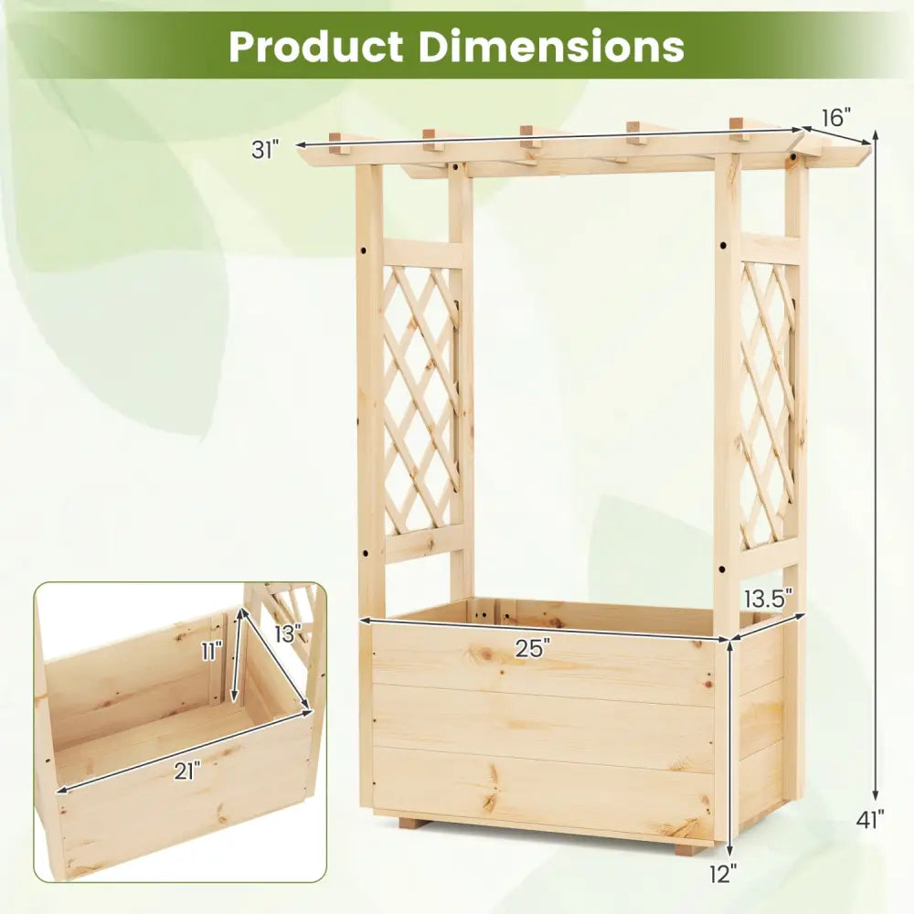 Raised Garden Bed Wooden Elevated Planter Box with Hanging Roof-S - Natural - Raised Garden Beds
