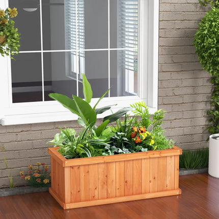 Raised Garden Bed Wooden Planter Box with 4 Drainage Holes and Detachable Bottom Panels-Orange - Orange - Raised Garden
