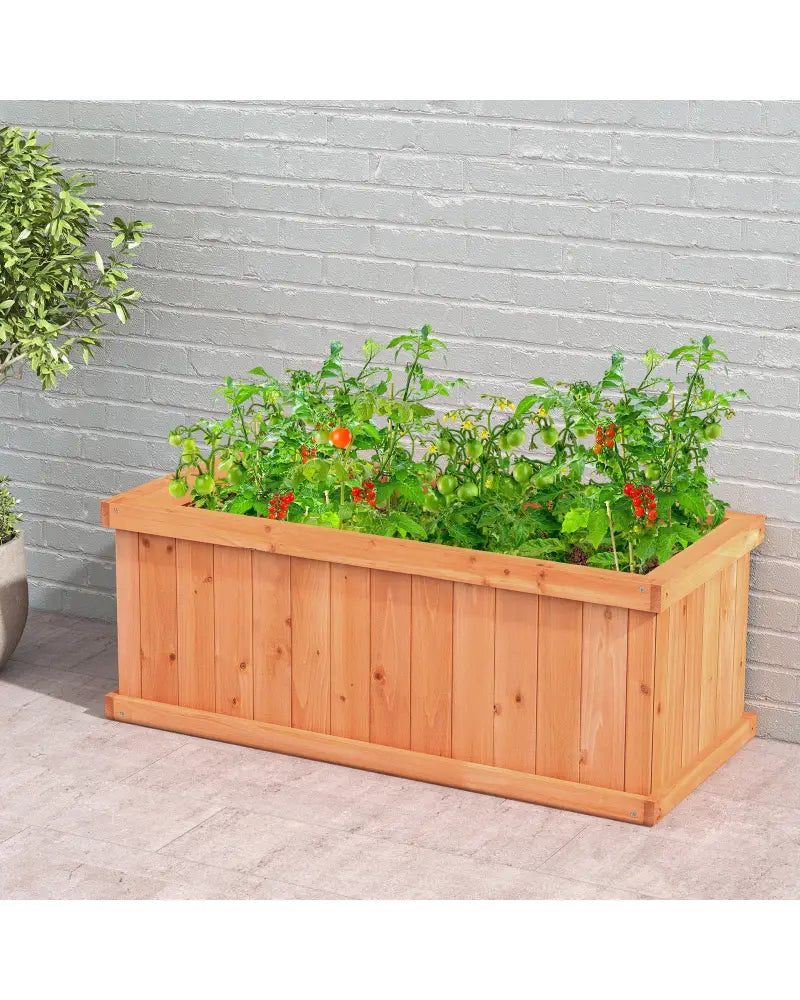 Raised Garden Bed Wooden Planter Box with 4 Drainage Holes and Detachable Bottom Panels-Orange - Orange - Raised Garden