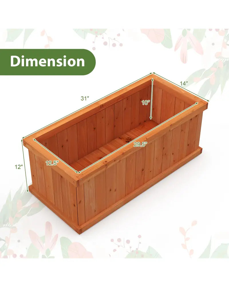 Raised Garden Bed Wooden Planter Box with 4 Drainage Holes and Detachable Bottom Panels-Orange - Orange - Raised Garden