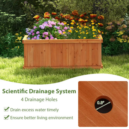Raised Garden Bed Wooden Planter Box with 4 Drainage Holes and Detachable Bottom Panels-Orange - Orange - Raised Garden