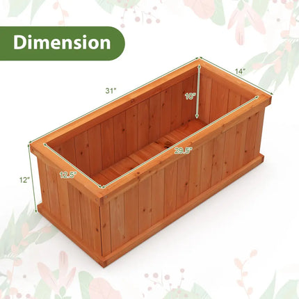 Raised Garden Bed Wooden Planter Box with 4 Drainage Holes and Detachable Bottom Panels-Orange - Orange - Raised Garden