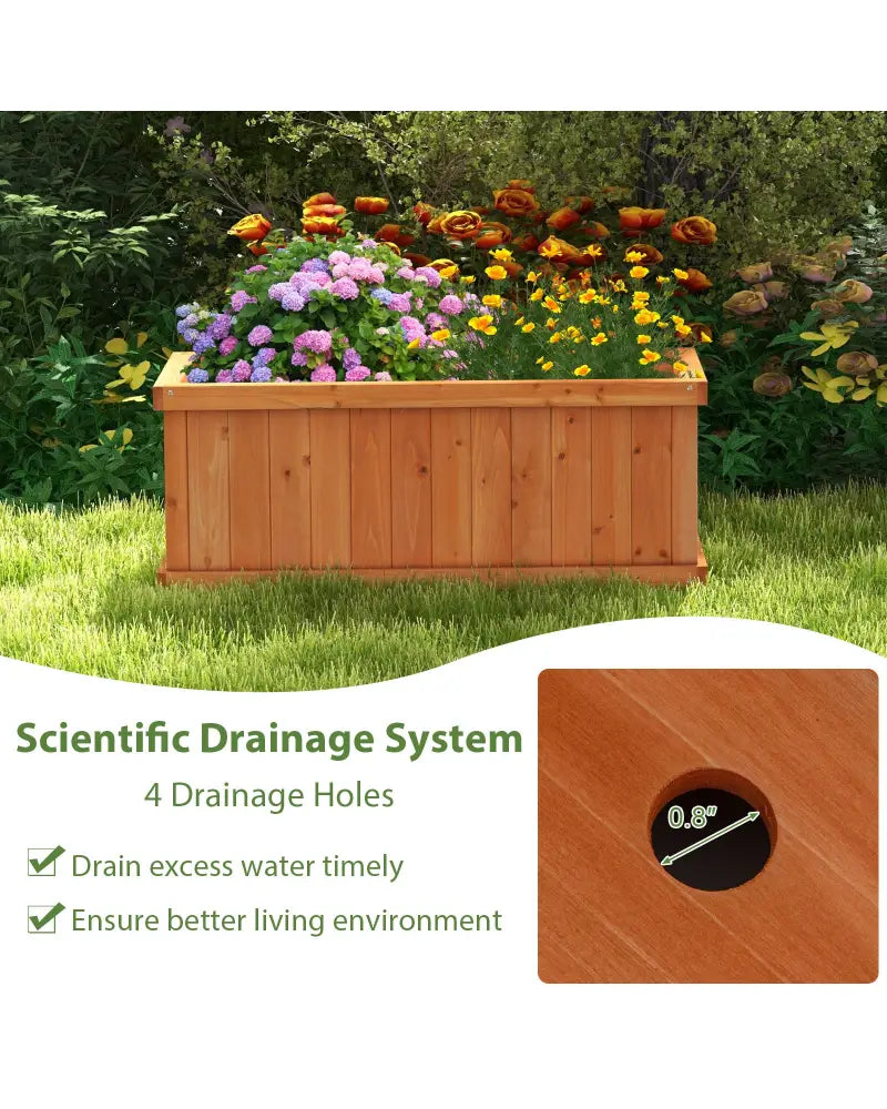 Raised Garden Bed Wooden Planter Box with 4 Drainage Holes and Detachable Bottom Panels-Orange - Orange - Raised Garden