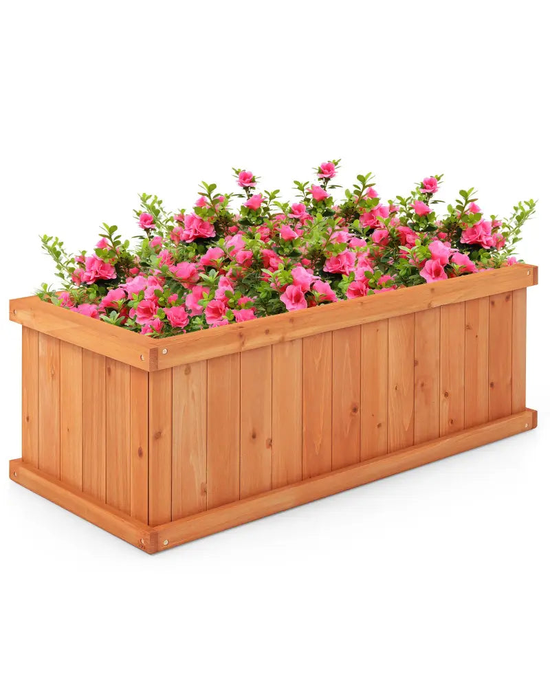 Raised Garden Bed Wooden Planter Box with 4 Drainage Holes and Detachable Bottom Panels-Orange - Orange - Raised Garden