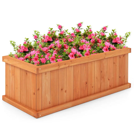 Raised Garden Bed Wooden Planter Box with 4 Drainage Holes and Detachable Bottom Panels-Orange - Orange - Raised Garden