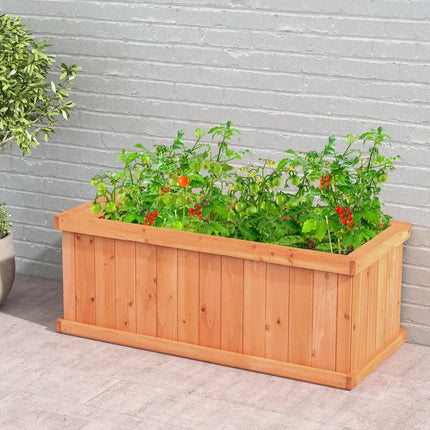 Raised Garden Bed Wooden Planter Box with 4 Drainage Holes and Detachable Bottom Panels-Orange - Orange - Raised Garden