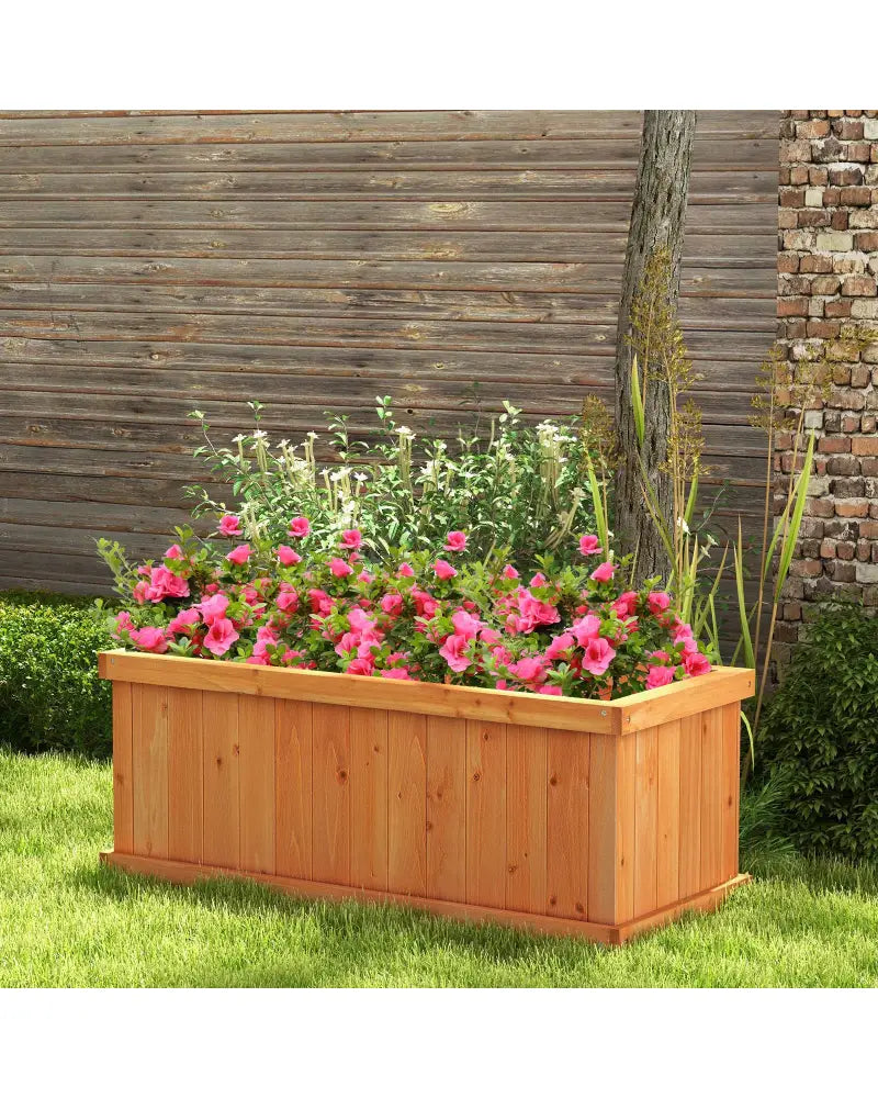 Raised Garden Bed Wooden Planter Box with 4 Drainage Holes and Detachable Bottom Panels-Orange - Orange - Raised Garden