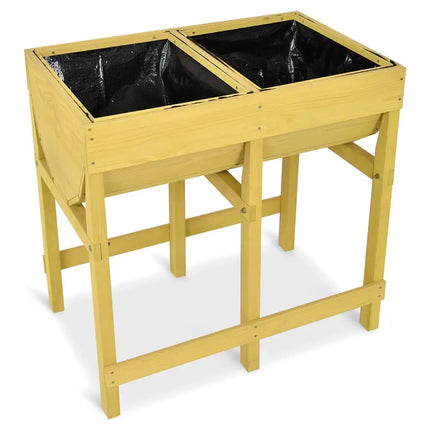 Raised Wooden Planter Vegetable Flower Bed with Liner - Yellow - Raised Garden Beds