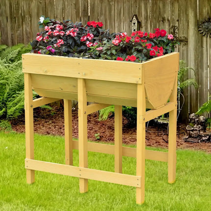 Raised Wooden Planter Vegetable Flower Bed with Liner - Yellow - Raised Garden Beds