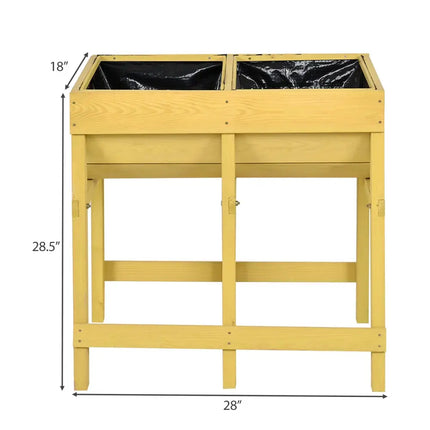 Raised Wooden Planter Vegetable Flower Bed with Liner - Yellow - Raised Garden Beds