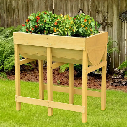 Raised Wooden Planter Vegetable Flower Bed with Liner - Yellow - Raised Garden Beds