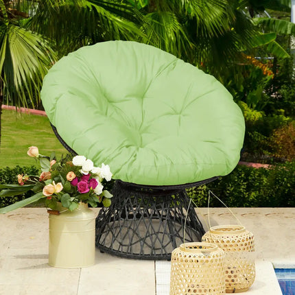 Rattan Papasan Chair Ergonomic 360-degree Swivel Soft Cushion Garden-Green - Green - Beach & Lawn Chairs
