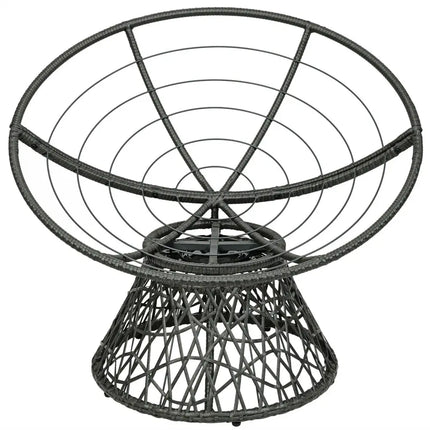 Rattan Papasan Chair Ergonomic 360-degree Swivel Soft Cushion Garden-Black - Black - Beach & Lawn Chairs