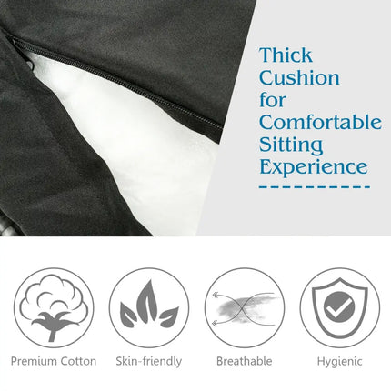 Rattan Papasan Chair Ergonomic 360-degree Swivel Soft Cushion Garden-Black - Black - Beach & Lawn Chairs
