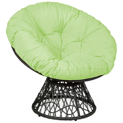 Rattan Papasan Chair Ergonomic 360-degree Swivel Soft Cushion Garden-Green - Green - Beach & Lawn Chairs