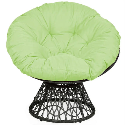 Rattan Papasan Chair Ergonomic 360-degree Swivel Soft Cushion Garden-Green - Green - Beach & Lawn Chairs