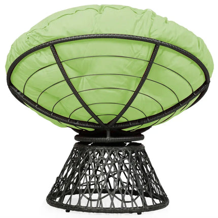 Rattan Papasan Chair Ergonomic 360-degree Swivel Soft Cushion Garden-Green - Green - Beach & Lawn Chairs