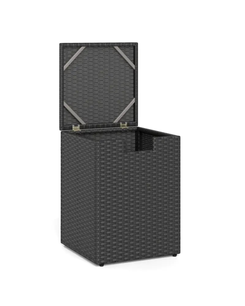 Rattan Propane Tank Cover Patio Hideaway Tank Side Table-Black - Black - Fire Pit Tables