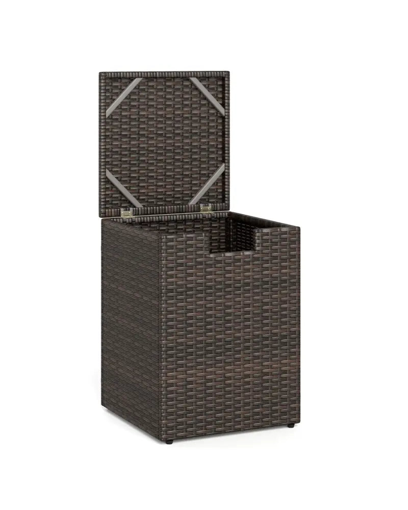 Rattan Propane Tank Cover Patio Hideaway Tank Side Table-Brown - Brown - Fire Pit Tables