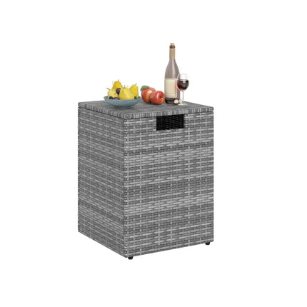 Rattan Propane Tank Cover Patio Hideaway Tank Side Table-Gray - Gray - Fire Pit Tables
