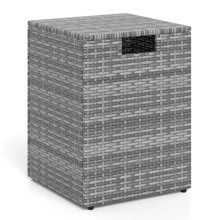 Rattan Propane Tank Cover Patio Hideaway Tank Side Table-Gray - Gray - Fire Pit Tables