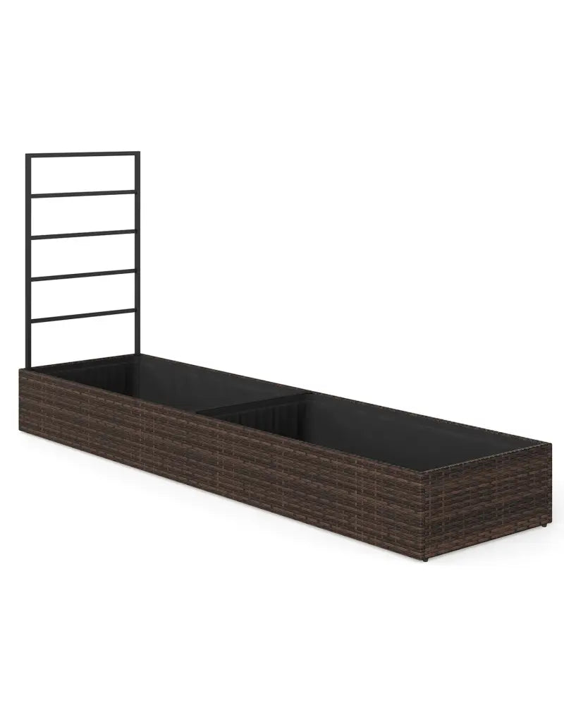 Rattan Raised Garden Bed with Trellis and 2 Planter Boxes-Brown - Brown - Raised Garden Beds