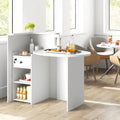 Reception Office Desk with Open Shelf and Lockable Drawer-White - White - Corner Desks