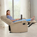 Recliner Chair Single Sofa Lounger with Arm Storage and Cup Holder for Living Room-Brown - Light Brown - Recliners