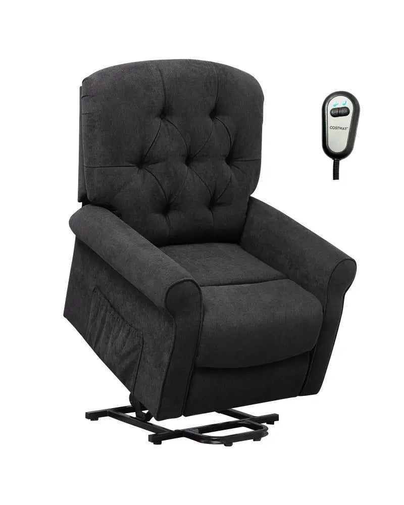 Recliner Chair Sofa for Elderly with Side Pocket and Remote Control-Black - Black - Recliners
