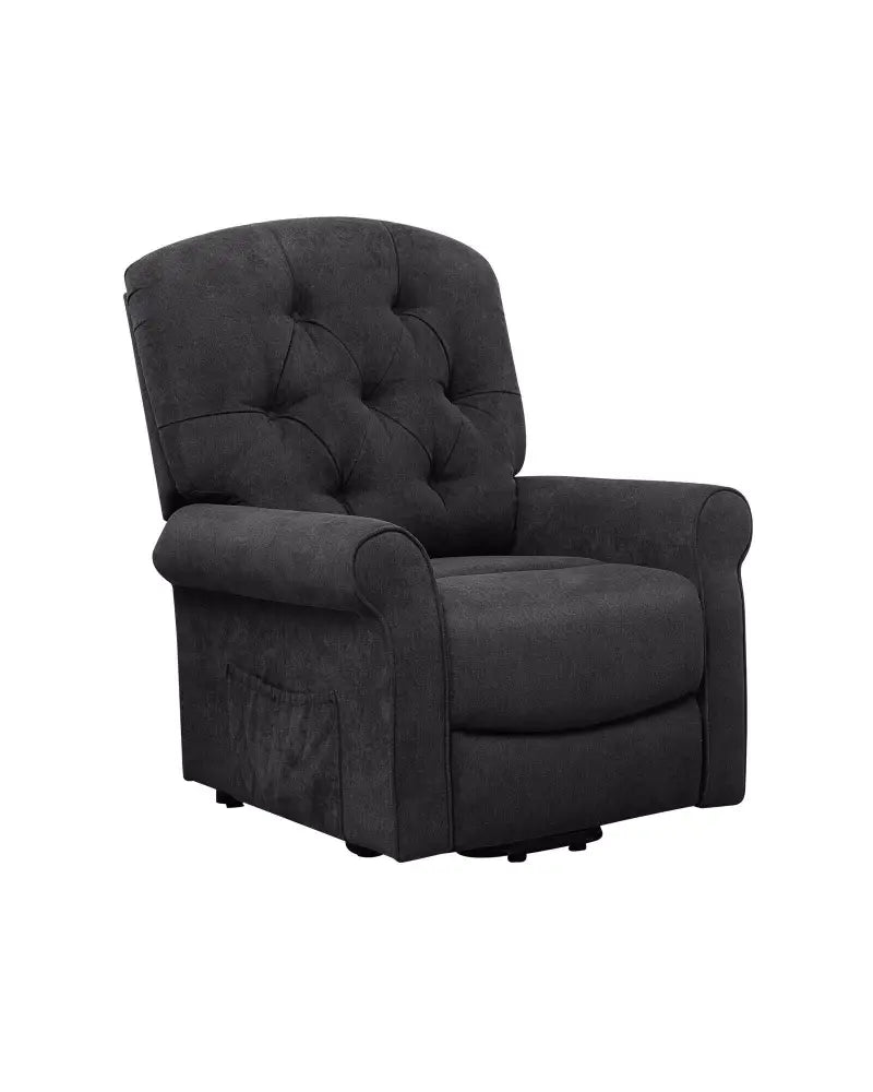 Recliner Chair Sofa for Elderly with Side Pocket and Remote Control-Black - Black - Recliners
