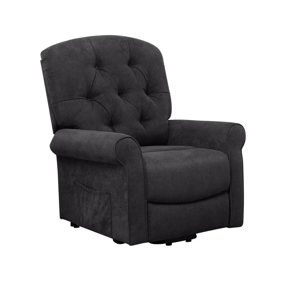 Recliner Chair Sofa for Elderly with Side Pocket and Remote Control-Black - Black - Recliners