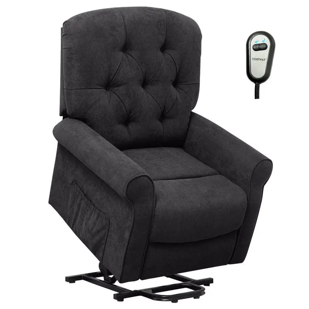 Recliner Chair Sofa for Elderly with Side Pocket and Remote Control-Black - Black - Recliners