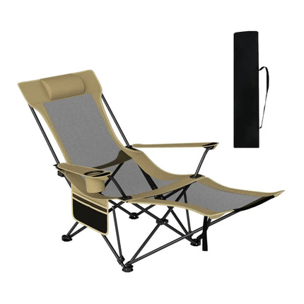 Reclining Camping Chair with Removable Footrest and Adjustable Backrest-Green - Green - Camping Furniture