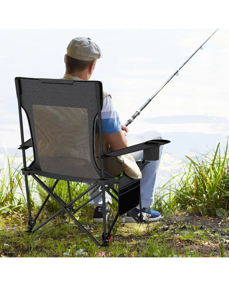 Reclining Camping Chair with Removable Footrest and Adjustable Backrest-Gray - Gray - Camping Furniture