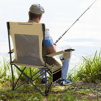 Reclining Camping Chair with Removable Footrest and Adjustable Backrest-Green - Green - Camping Furniture