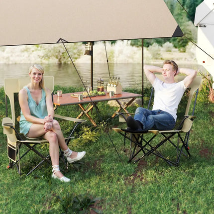 Reclining Camping Chair with Removable Footrest and Adjustable Backrest-Green - Green - Camping Furniture