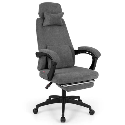 Reclining Office Chair Chenille Fabric Upholstered Computer Desk Chair-Gray - Gray - Ergonomic Chairs