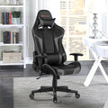 Reclining Swivel Massage Gaming Chair with Lumbar Support-Gray - Gray - Gaming Chairs