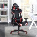 Reclining Swivel Massage Gaming Chair with Lumbar Support-Red - Red - Gaming Chairs