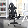 Reclining Swivel Massage Gaming Chair with Lumbar Support-White - White - Gaming Chairs