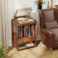 Record Player Stand Turntable Stand with Drawer and Record Holder-Brown - Brown - Cabinets & Chests