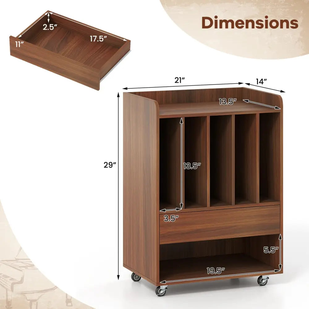 Record Player Stand Turntable Stand with Drawer and Record Holder-Walnut - Walnut - Cabinets & Chests
