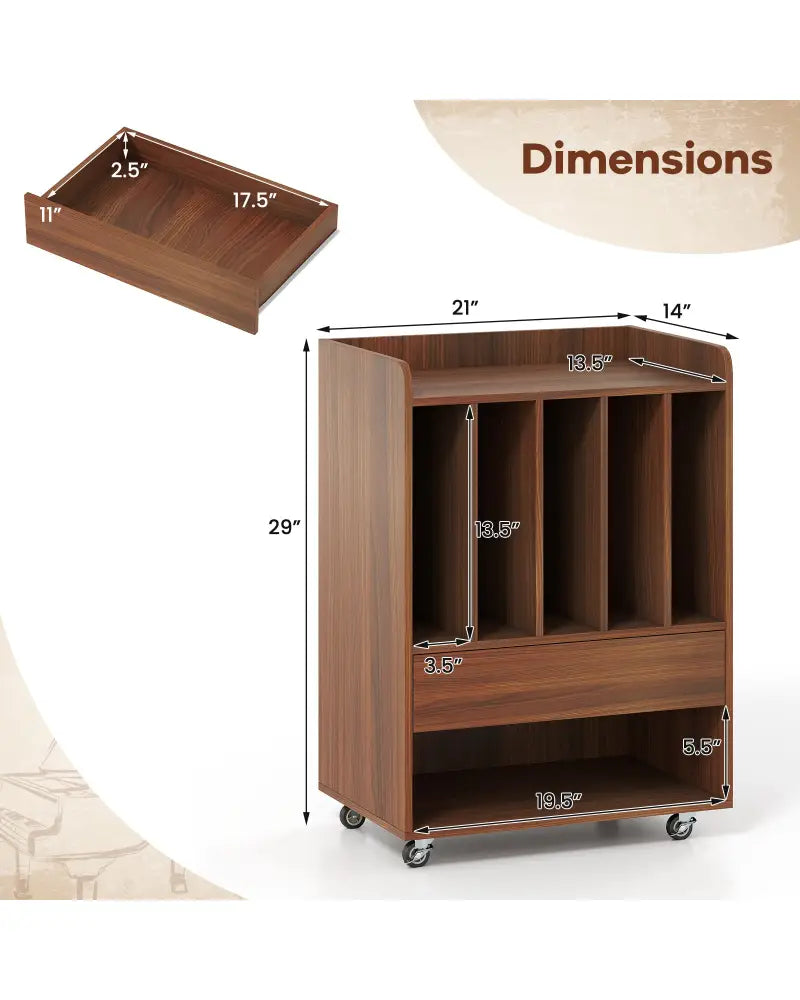 Record Player Stand Turntable Stand with Drawer and Record Holder-Walnut - Walnut - Cabinets & Chests