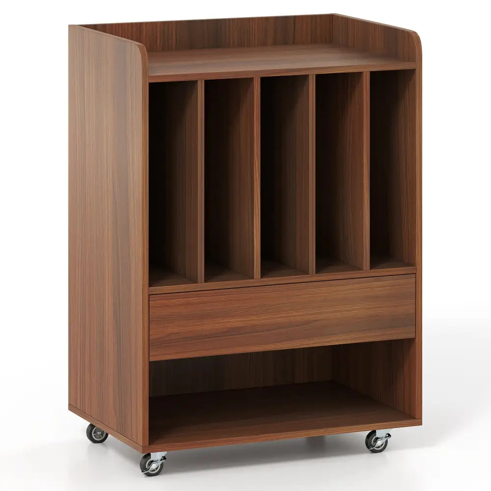 Record Player Stand Turntable Stand with Drawer and Record Holder-Walnut - Walnut - Cabinets & Chests