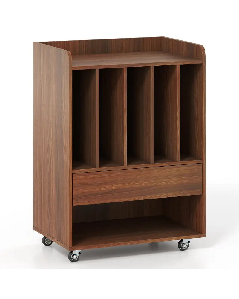 Record Player Stand Turntable Stand with Drawer and Record Holder-Walnut - Walnut - Cabinets & Chests
