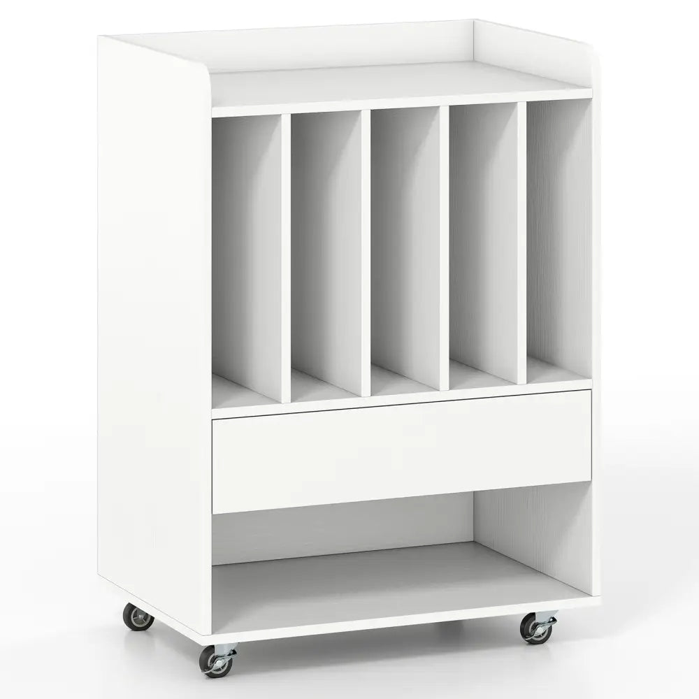 Record Player Stand Turntable Stand with Drawer and Record Holder-White - White - Cabinets & Chests