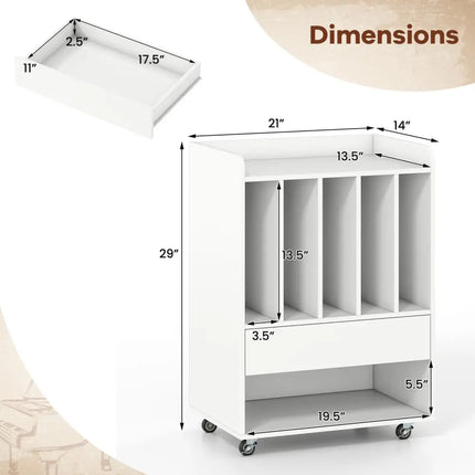 Record Player Stand Turntable Stand with Drawer and Record Holder-White - White - Cabinets & Chests