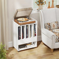 Record Player Stand Turntable Stand with Drawer and Record Holder-White - White - Cabinets & Chests