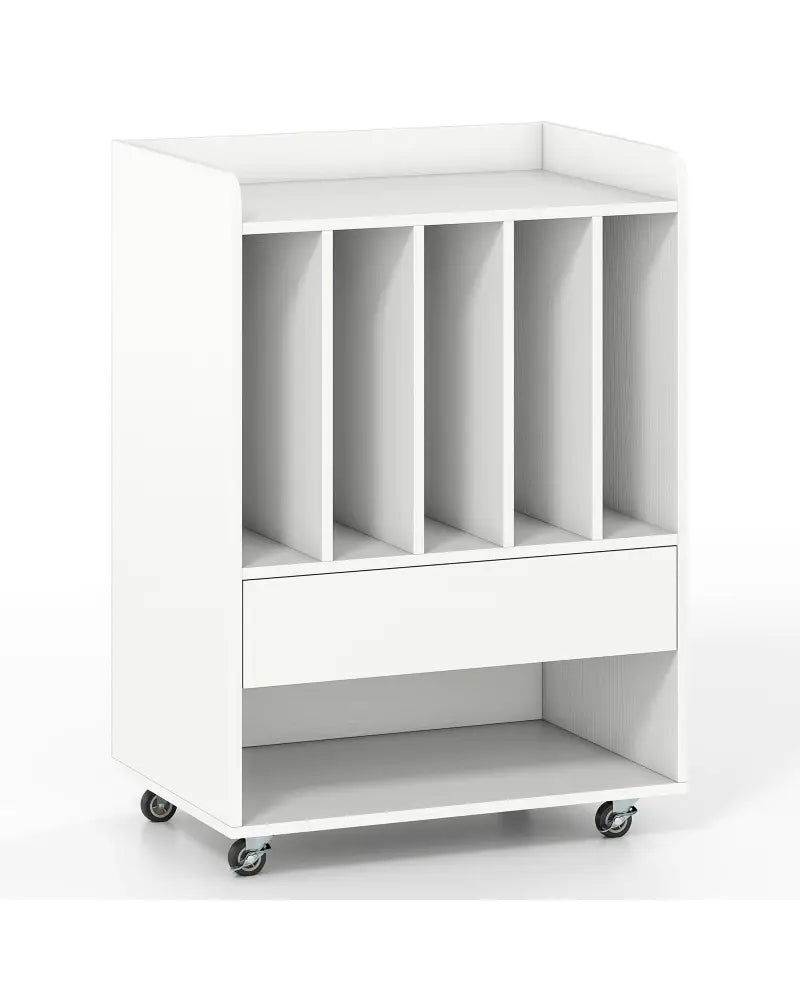 Record Player Stand Turntable Stand with Drawer and Record Holder-White - White - Cabinets & Chests