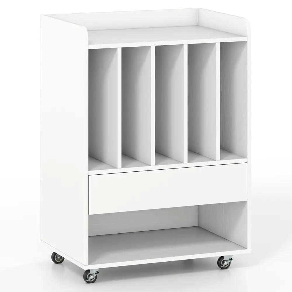 Record Player Stand Turntable Stand with Drawer and Record Holder-White - White - Cabinets & Chests